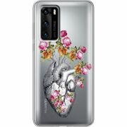 Чехол со стразами Huawei P40 Heart