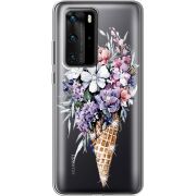 Чехол со стразами Huawei P40 Pro Ice Cream Flowers