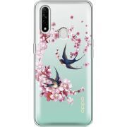 Чехол со стразами OPPO A31 Swallows and Bloom