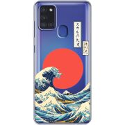 Прозрачный чехол BoxFace Samsung Galaxy A21s (A217) Большая волна в Канагаве