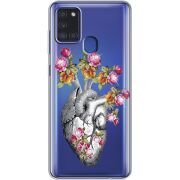 Чехол со стразами Samsung Galaxy A21s (A217) Heart