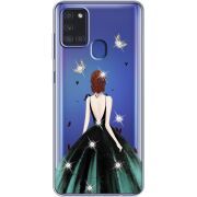 Чехол со стразами Samsung Galaxy A21s (A217) Girl in the green dress