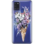Чехол со стразами Samsung Galaxy A21s (A217) Ice Cream Flowers