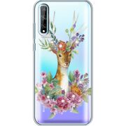 Чехол со стразами Huawei P Smart S Deer with flowers