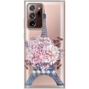 Чехол со стразами Samsung N985 Galaxy Note 20 Ultra Eiffel Tower