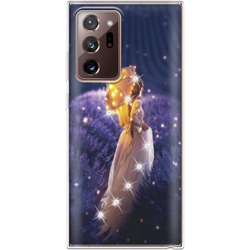 Чехол со стразами Samsung N985 Galaxy Note 20 Ultra Girl with Umbrella