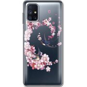 Чехол со стразами Samsung M515 Galaxy M51 Swallows and Bloom