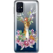 Чехол со стразами Samsung M317 Galaxy M31s Deer with flowers