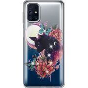 Чехол со стразами Samsung M317 Galaxy M31s Cat in Flowers