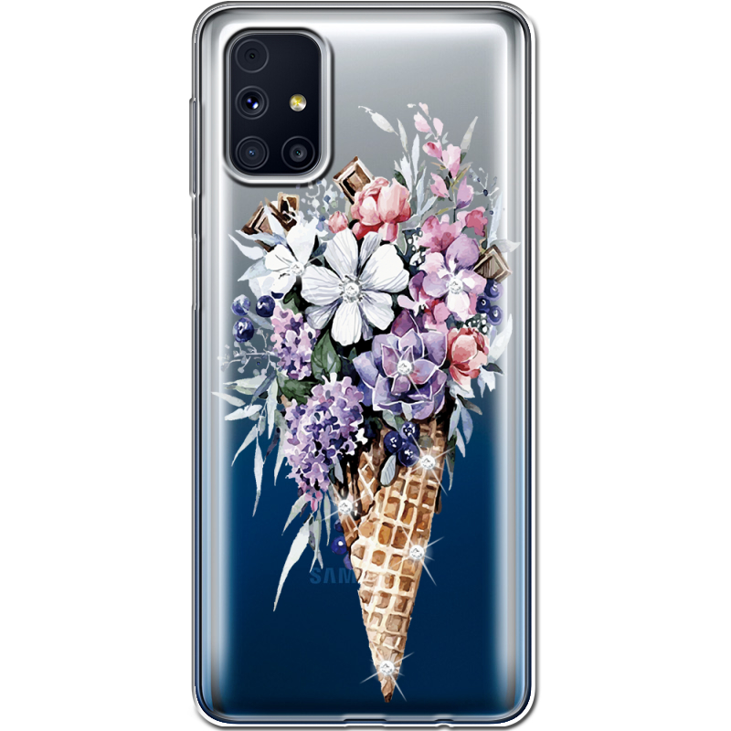 Чехол со стразами Samsung M317 Galaxy M31s Ice Cream Flowers