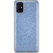 Чехол с блёстками Samsung M317 Galaxy M31s Голубой