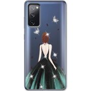 Чехол со стразами Samsung G780 Galaxy S20 FE Girl in the green dress
