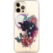 Чехол со стразами Apple iPhone 12 Pro Max Cat in Flowers