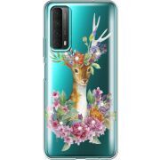 Чехол со стразами Huawei P Smart 2021 Deer with flowers