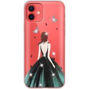 Чехол со стразами Apple iPhone 12 mini Girl in the green dress