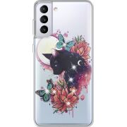 Чехол со стразами Samsung G996 Galaxy S21 Plus Cat in Flowers