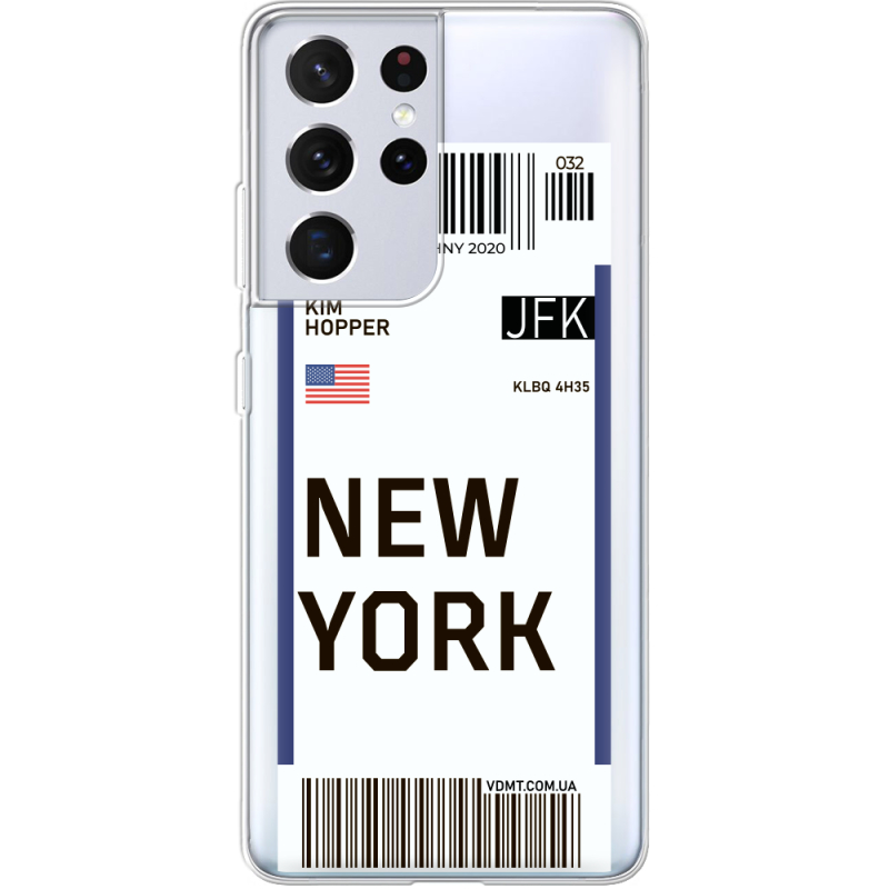 Прозрачный чехол BoxFace Samsung G998 Galaxy S21 Ultra Ticket New York