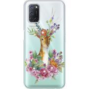 Чехол со стразами OPPO A72/ A52 Deer with flowers