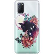 Чехол со стразами OPPO A72/ A52 Cat in Flowers