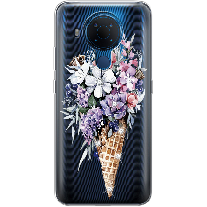 Чехол со стразами Nokia 5.4 Ice Cream Flowers