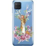 Чехол со стразами Samsung M127 Galaxy M12 Deer with flowers