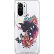 Чехол со стразами Xiaomi Mi 11i Cat in Flowers
