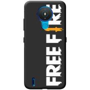 Черный чехол BoxFace Nokia 1.4 Free Fire White Logo