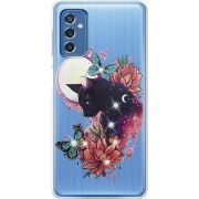 Чехол со стразами Samsung Galaxy M52 (M526)  Cat in Flowers
