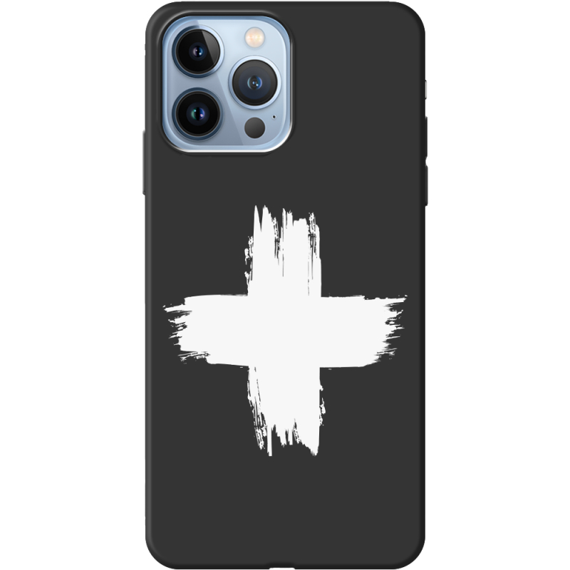 Черный чехол BoxFace Apple iPhone 13 Pro Білий хрест ЗСУ