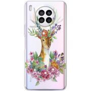 Чехол со стразами Huawei Nova 8i Deer with flowers