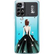 Чехол со стразами BoxFace Xiaomi Poco M4 Pro 5G Girl in the green dress