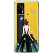 Чехол BoxFace со стразами Realme GT 5G Girl in the green dress