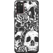 Черный чехол BoxFace Samsung Galaxy A03S (A037) Skull and Roses