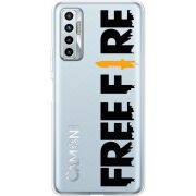 Прозрачный чехол BoxFace Tecno Camon 17P Free Fire Black Logo