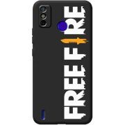 Черный чехол BoxFace Tecno Spark 6 Go Free Fire White Logo