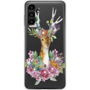 Чехол со стразами Samsung Galaxy A13 5G (A136) Deer with flowers