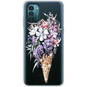 Чехол со стразами Nokia G21 Ice Cream Flowers