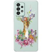 Чехол со стразами Samsung Galaxy A73 (A736) Deer with flowers