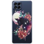 Чехол со стразами Samsung Galaxy M53 5G (M536)  Cat in Flowers