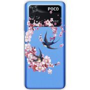 Чехол со стразами BoxFace Xiaomi Poco M4 Pro 4G Swallows and Bloom