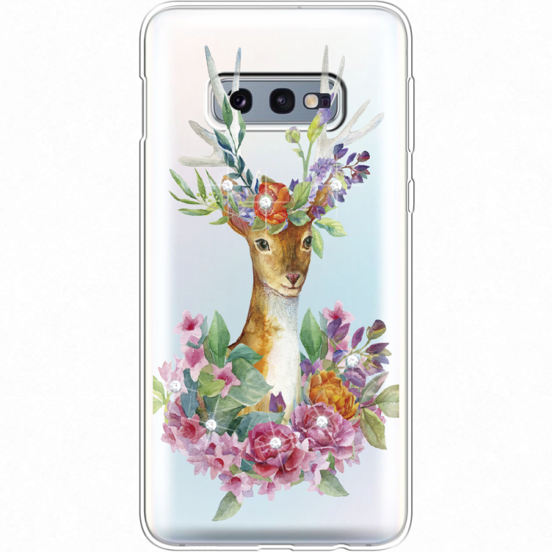 Чехол со стразами Samsung G970 Galaxy S10e Deer with flowers