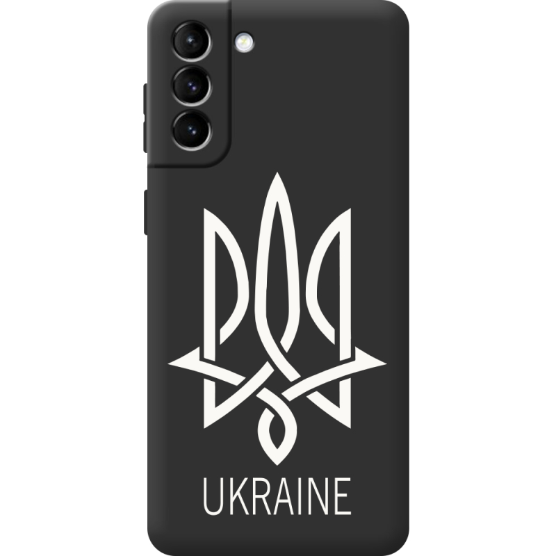 Черный чехол BoxFace Samsung Galaxy S21 FE (G990) Тризуб монограмма ukraine