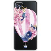 Чехол со стразами Samsung Galaxy A22 5G (A226) Pink Air Baloon