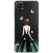 Чехол со стразами Samsung Galaxy A22 5G (A226) Girl in the green dress