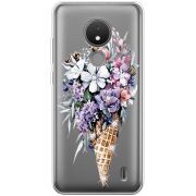 Чехол со стразами Nokia C21 Ice Cream Flowers