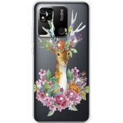 Чехол со стразами Xiaomi Redmi 10A Deer with flowers
