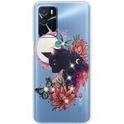 Чехол со стразами OPPO A16 Cat in Flowers