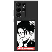 Черный чехол BoxFace Samsung Galaxy S22 Ultra (S908) Attack On Titan - Ackerman