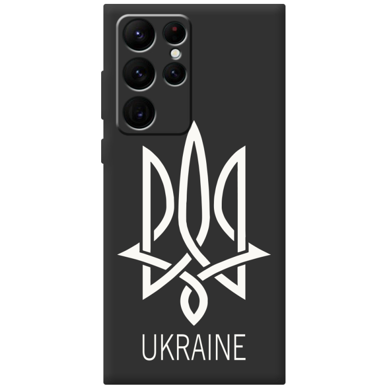 Черный чехол BoxFace Samsung Galaxy S22 Ultra (S908) Тризуб монограмма ukraine