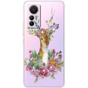 Чехол BoxFace со стразами Xiaomi 12 Lite Deer with flowers